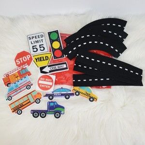 MGS Group Felt Vehicles Cars Road Signs Street Track Child's Learning Game Toy